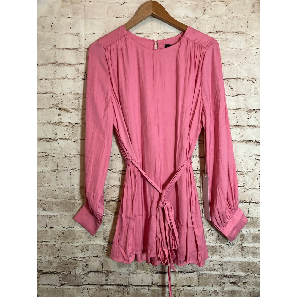 Lumiere Romper Womens Medium Soft Girl Pink Satin Feminine Romantic Belted